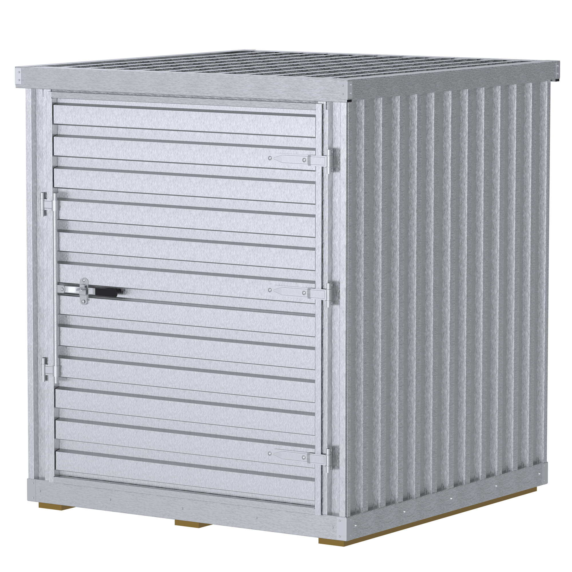 Vestil Galvanized Steel Storage Building - 6.375ft. x 6.23ft., Silver, Wooden Floor, Model# STOR-66-G-W-1RH-WD